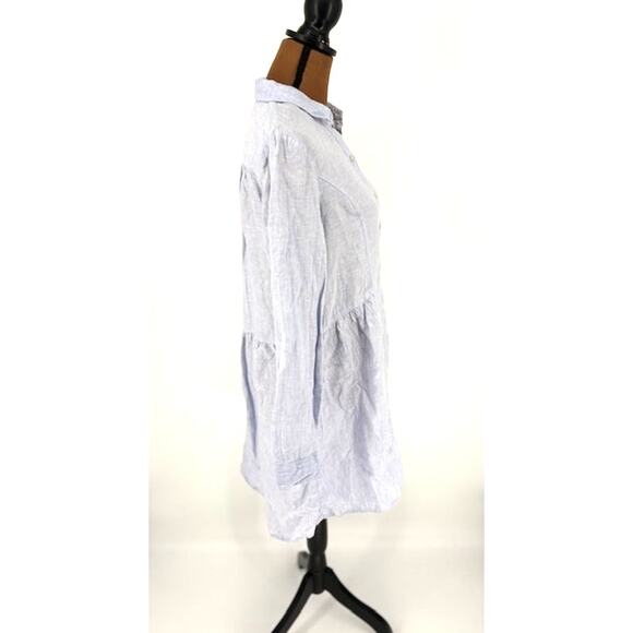 H by Halston Blue Linen High-Low Oversized Shirt Dress – Size Medium - Picture 3 of 8